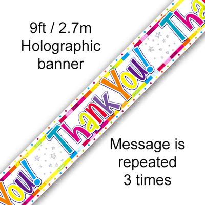 Bright Thank You Holographic - Banners & Bunting